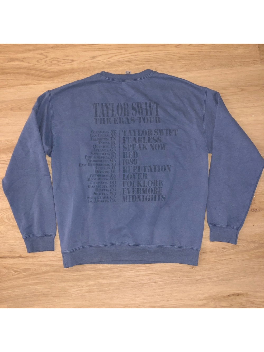TAYLOR SWIFT THE ERAS TOUR CREWNECK SWEATSHIRT BLUE WOMENS ADULT UNISEX MEDIUM